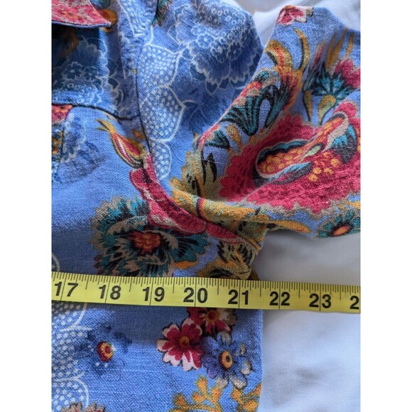 Coldwater Creek Linen Jacket Women's PXL Blue Floral Petite Cottage Core Hippie - Picture 14 of 15